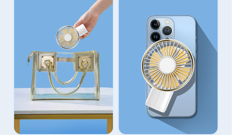Portable Handheld Fan, Portable Fan Rechargeable, 4000mAh, 180° Adjustable, 6 Speed Wind, Display Electricity in Real Time, USB Rechargeable Foldable Fan, Quiet Personal Fan with Power Bank