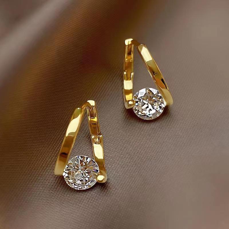 925 silver earring for women girl fashion jewelry Irregular round inlaid zircon