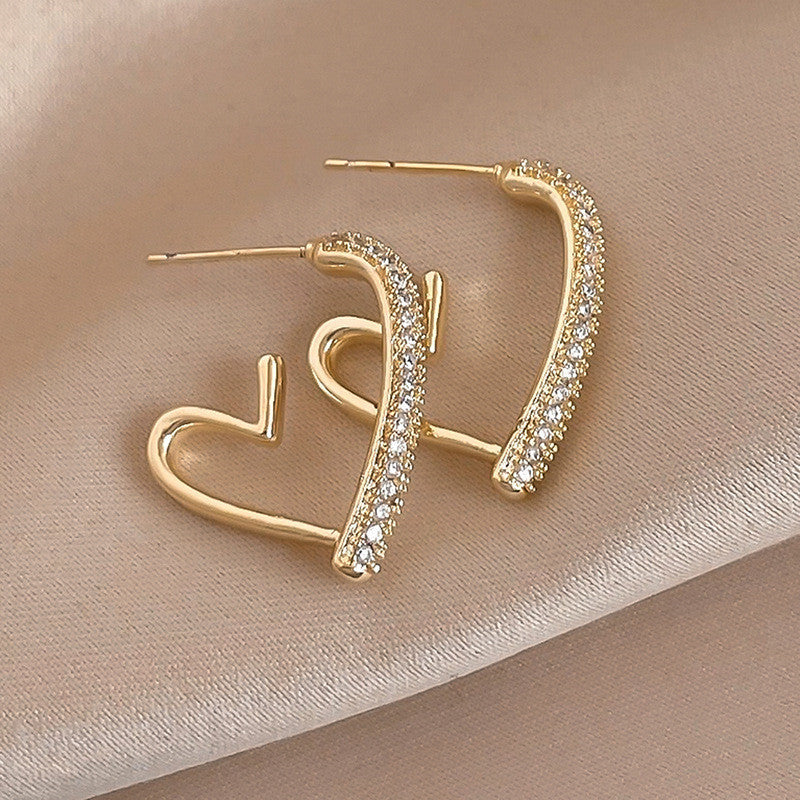 earrings for women girl 925 heart-shaped crystal rhinestone ear pendants dangler