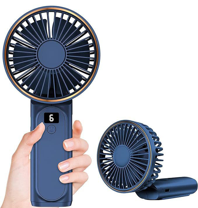 Portable Handheld Fan, Portable Fan Rechargeable, 4000mAh, 180° Adjustable, 6 Speed Wind, Display Electricity in Real Time, USB Rechargeable Foldable Fan, Quiet Personal Fan with Power Bank