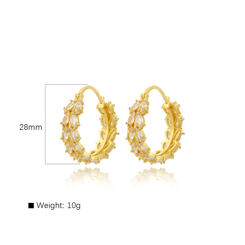 925 silver Round small earrings inlaid with zircon for women girl lady gift