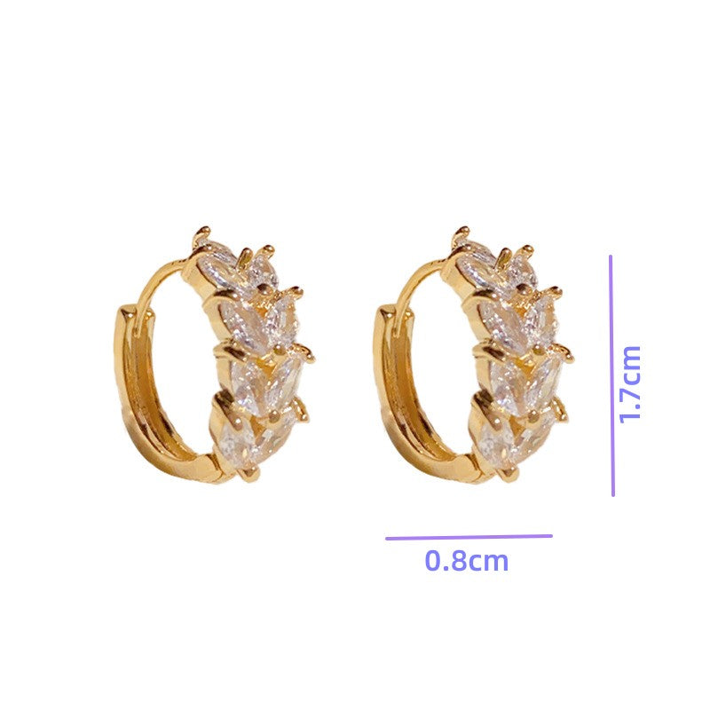 925 silver Round small earrings inlaid with zircon for women girl lady gift