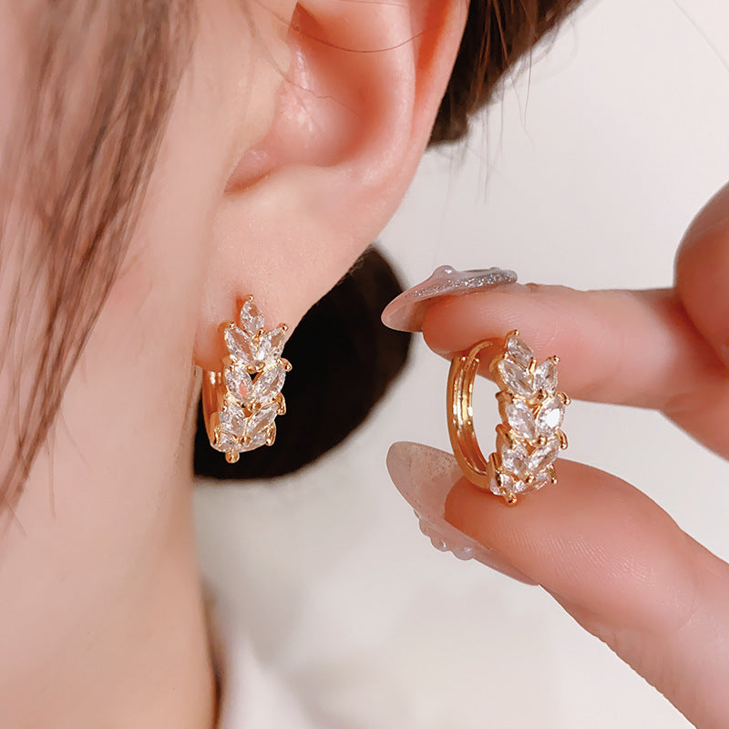 925 silver Round small earrings inlaid with zircon for women girl lady gift