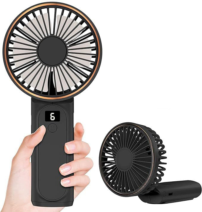 Portable Handheld Fan, Portable Fan Rechargeable, 4000mAh, 180° Adjustable, 6 Speed Wind, Display Electricity in Real Time, USB Rechargeable Foldable Fan, Quiet Personal Fan with Power Bank