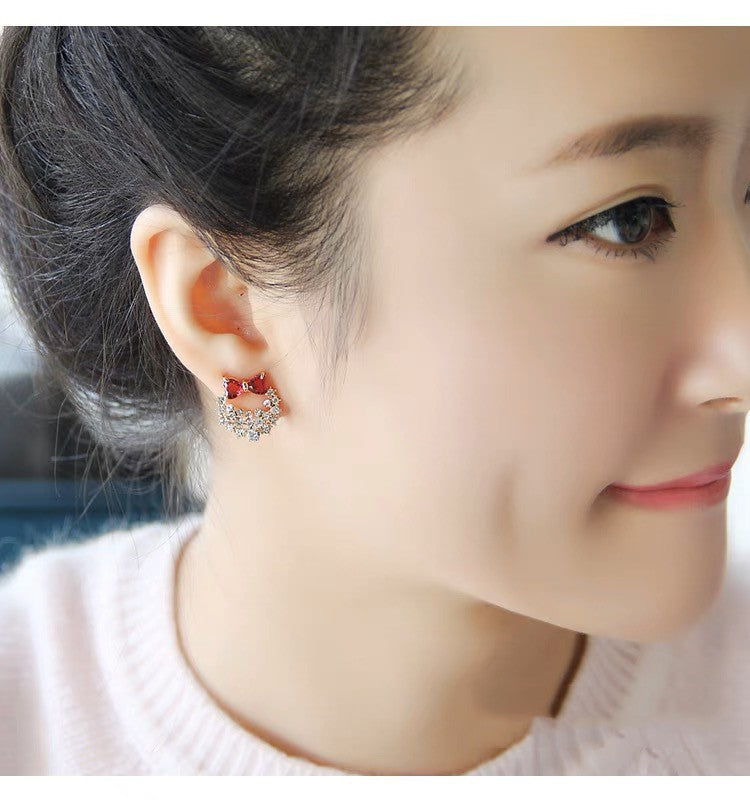 925 Sterling Silver Red crystal butterfly Layer Earrings Womens Girls Jewellery