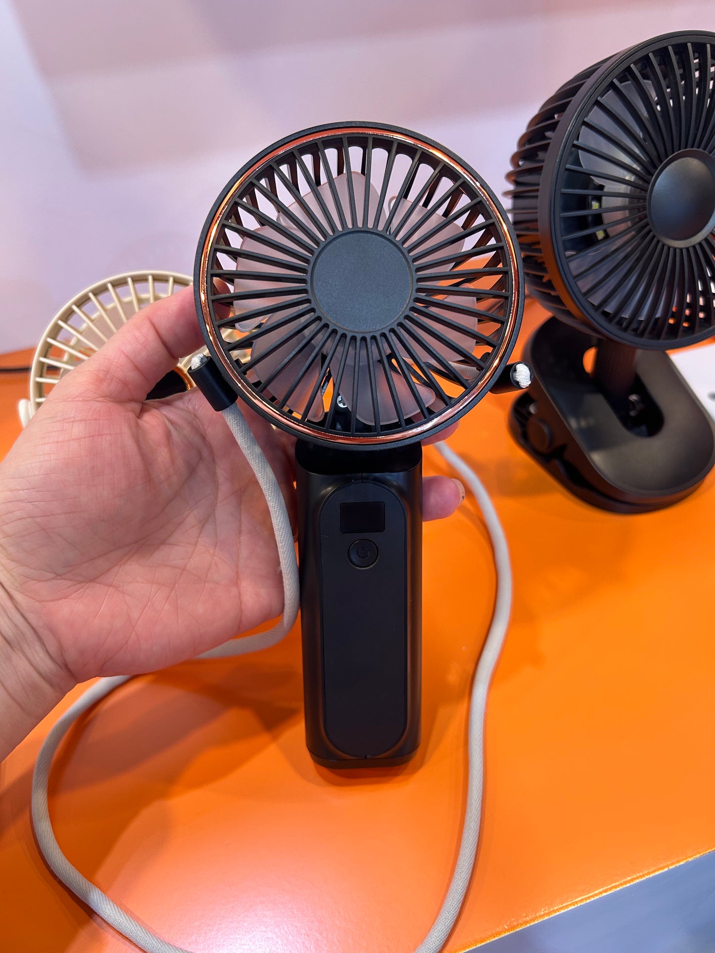 Portable Handheld Fan, Portable Fan Rechargeable, 4000mAh, 180° Adjustable, 6 Speed Wind, Display Electricity in Real Time, USB Rechargeable Foldable Fan, Quiet Personal Fan with Power Bank