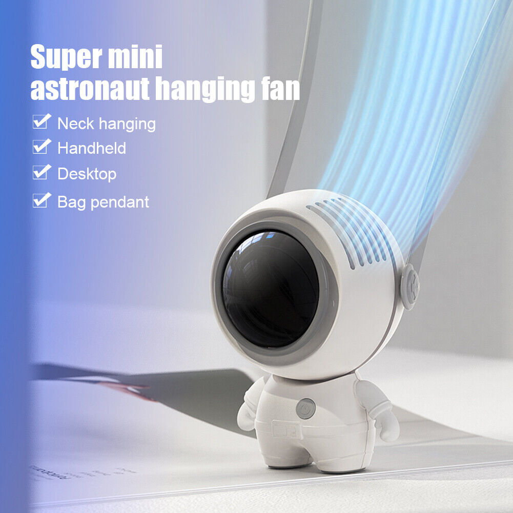Mini Neck Hanging Fan Astronaut Handheld Air Cooler table Portable Bladeless Fan