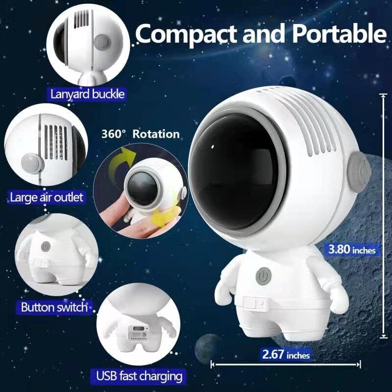 Mini Neck Hanging Fan Astronaut Handheld Air Cooler table Portable Bladeless Fan