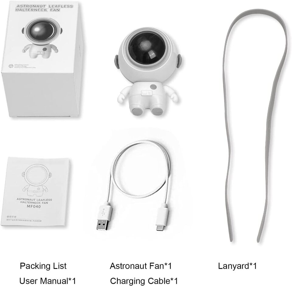 Mini Neck Hanging Fan Astronaut Handheld Air Cooler table Portable Bladeless Fan