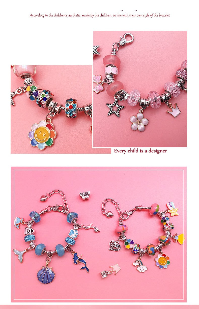 LaYaya Charm-Armband-Herstellungsset, 66-teiliges Schmuckherstellungszubehör, einschließlich europäischer Perlen, Charm-Anhänger, Schlangenketten, Einhorn-Geschenkset für Teenager-Mädchen, Kunsthandwerk für Kinder im Alter von 5 6 7 8 9 10–12 Jahren