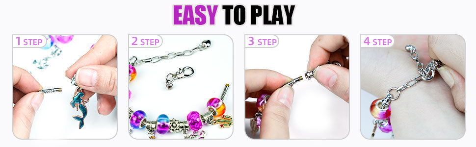 Christmas charm Bracelet Making Kit Including Jewelry Beads Snake Chains, DIY Craft for Girls, Jewelry Christmas Gift Set for Arts and Crafts for Kids Ages 8-12