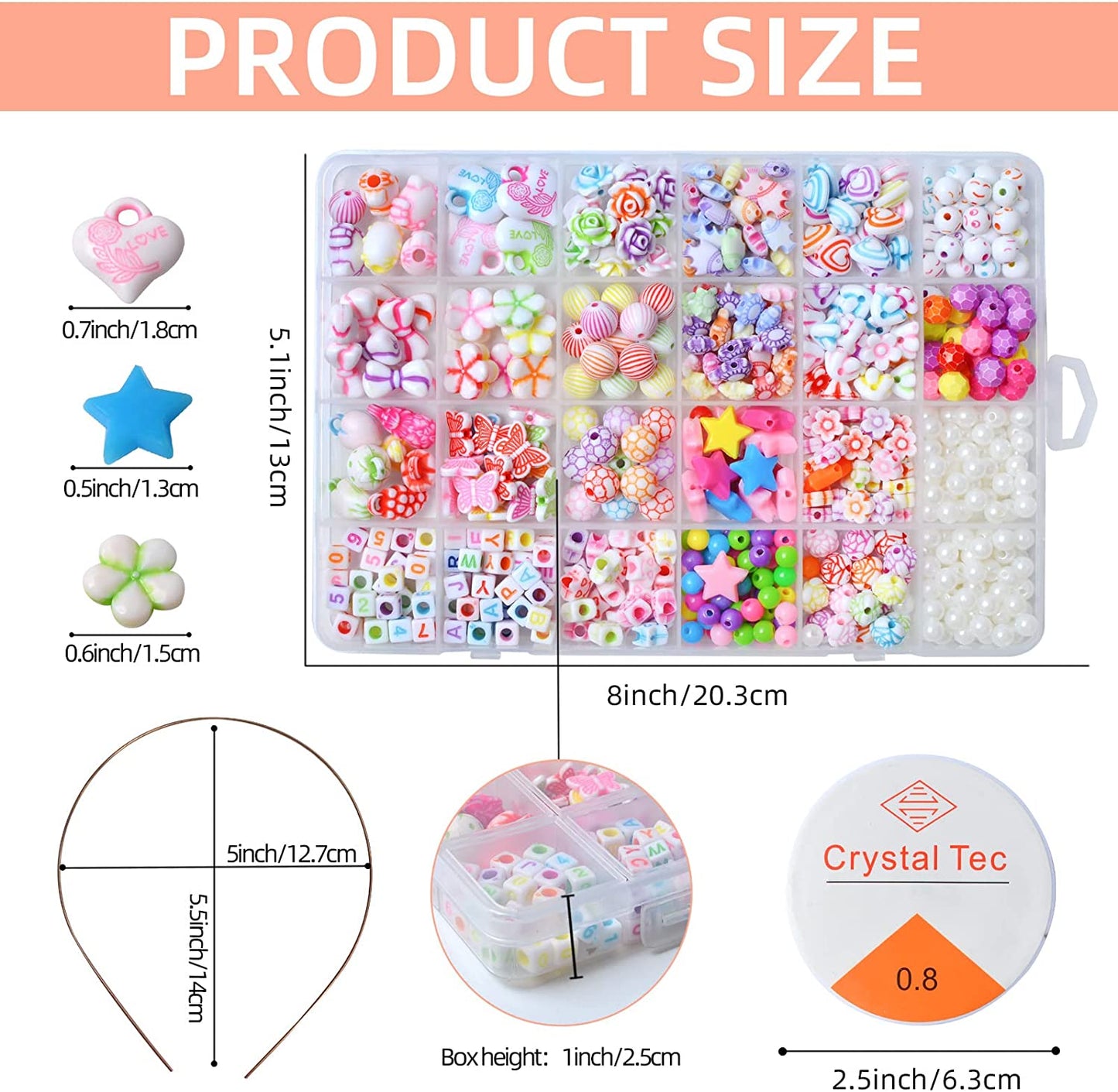 Bead Kits for Jewelry Making - Craft Beads for Kids Girls Jewelry Making Kits Colorful Acrylic Girls Bead Set Jewelry Crafting Set