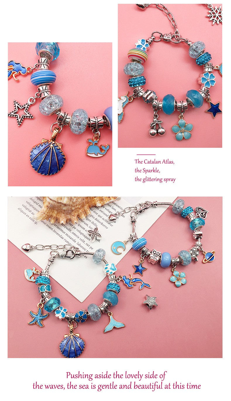 LaYaya Charm-Armband-Herstellungsset, 66-teiliges Schmuckherstellungszubehör, einschließlich europäischer Perlen, Charm-Anhänger, Schlangenketten, Einhorn-Geschenkset für Teenager-Mädchen, Kunsthandwerk für Kinder im Alter von 5 6 7 8 9 10–12 Jahren