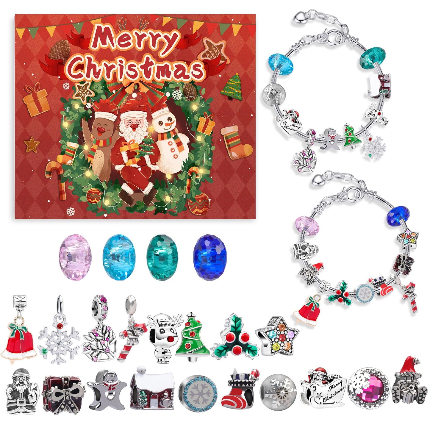 Charm-Armband-Herstellungsset mit Schmuckperlen, Schlangenketten, DIY-Bastelarbeiten für Mädchen, Schmuck-Weihnachtsgeschenkset für Kunst und Handwerk für Kinder im Alter von 8–12 Jahren