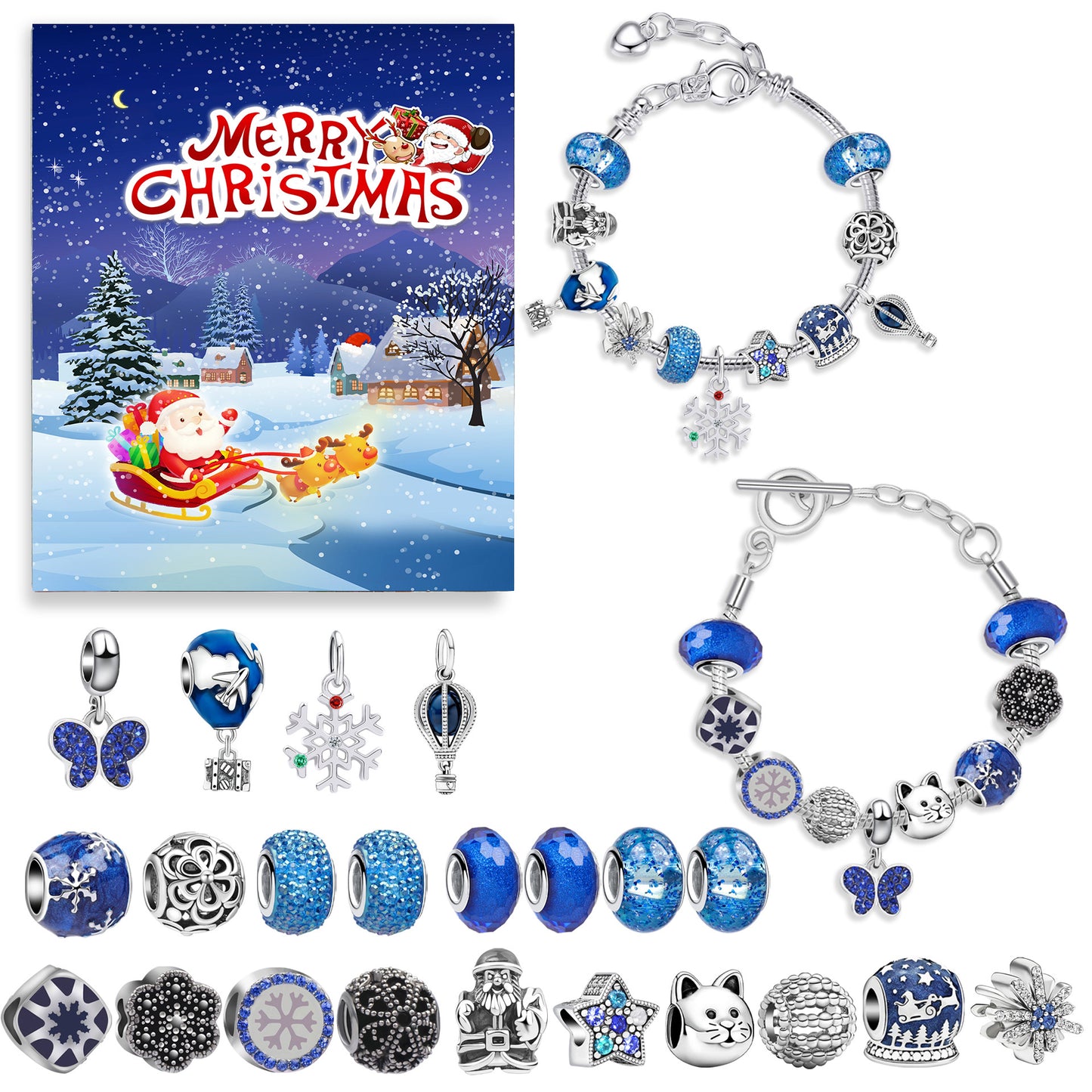 Charm-Armband-Herstellungsset mit Schmuckperlen, Schlangenketten, DIY-Bastelarbeiten für Mädchen, Schmuck-Weihnachtsgeschenkset für Kunst und Handwerk für Kinder im Alter von 8–12 Jahren