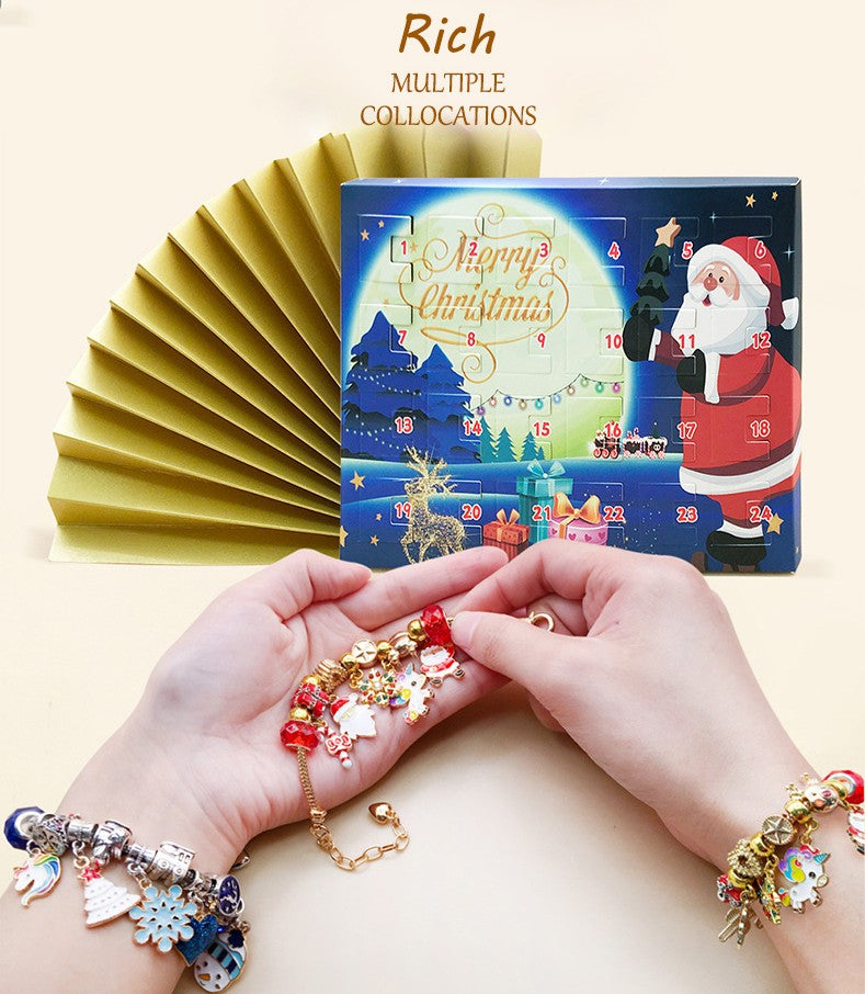 Christmas charm Bracelet Making Kit Including Jewelry Beads Snake Chains, DIY Craft for Girls, Jewelry Christmas Gift Set for Arts and Crafts for Kids Ages 8-12