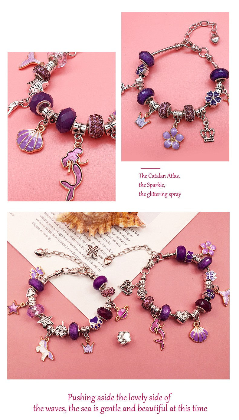 LaYaya Charm-Armband-Herstellungsset, 66-teiliges Schmuckherstellungszubehör, einschließlich europäischer Perlen, Charm-Anhänger, Schlangenketten, Einhorn-Geschenkset für Teenager-Mädchen, Kunsthandwerk für Kinder im Alter von 5 6 7 8 9 10–12 Jahren