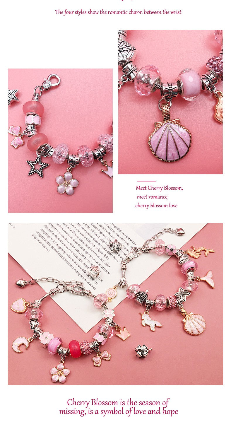 LaYaya Charm-Armband-Herstellungsset, 66-teiliges Schmuckherstellungszubehör, einschließlich europäischer Perlen, Charm-Anhänger, Schlangenketten, Einhorn-Geschenkset für Teenager-Mädchen, Kunsthandwerk für Kinder im Alter von 5 6 7 8 9 10–12 Jahren