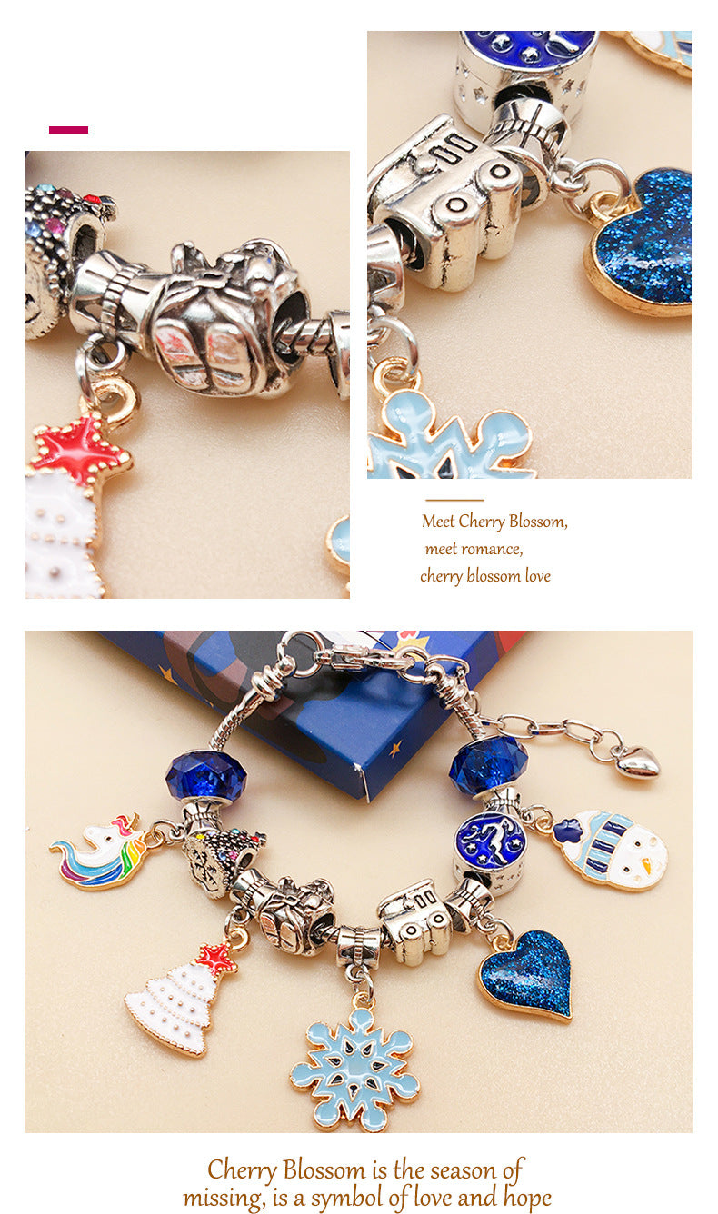 Christmas charm Bracelet Making Kit Including Jewelry Beads Snake Chains, DIY Craft for Girls, Jewelry Christmas Gift Set for Arts and Crafts for Kids Ages 8-12