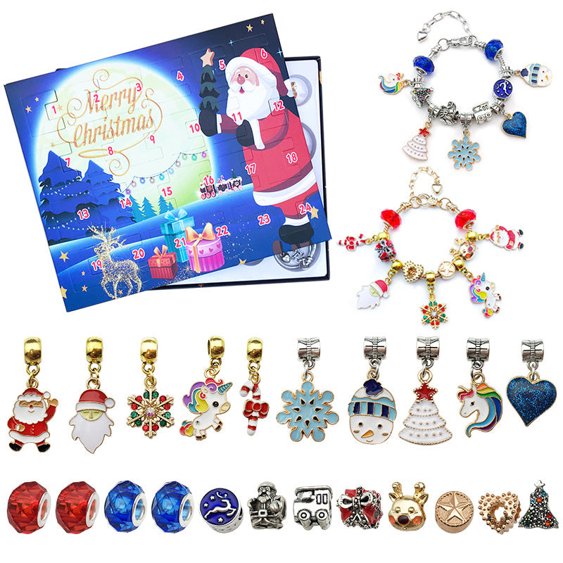 Christmas charm Bracelet Making Kit Including Jewelry Beads Snake Chains, DIY Craft for Girls, Jewelry Christmas Gift Set for Arts and Crafts for Kids Ages 8-12