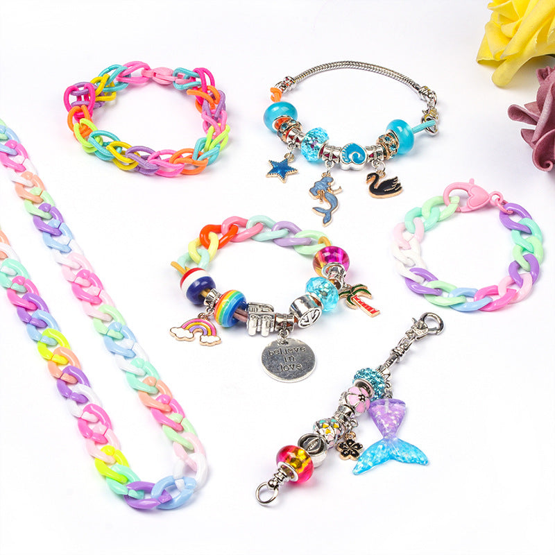 Charm Bracelet Making Kit Including Jewelry Colorful clasp bracelet, DIY Craft for Girls, Jewelry Christmas Gift Set for Arts and Crafts for Girls Ages 8-12