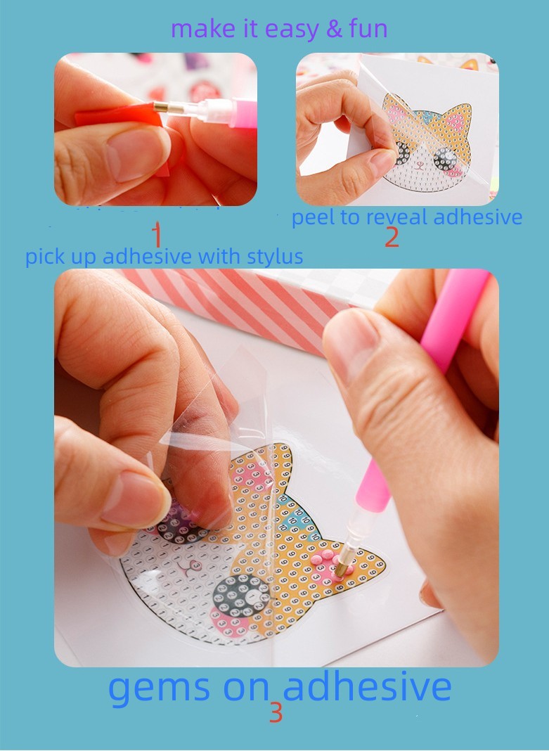 DIY Children's Free Stick Cartoon Diamond Painting, New Diamond Painting Kit for Kids, Diamond Stickers for Girls/Boys 6-12, Diamond Art Craft Stickers