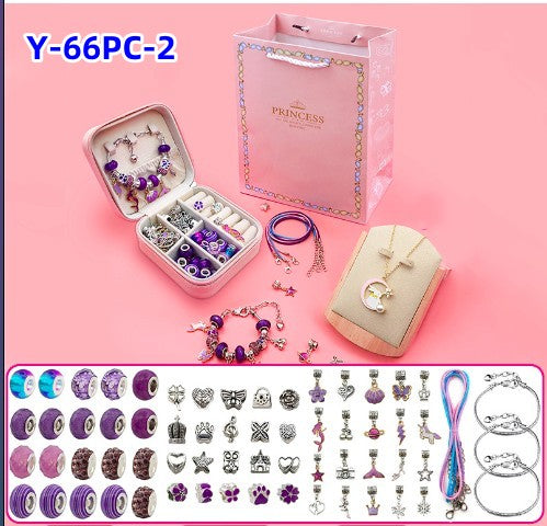 LaYaya Charm-Armband-Herstellungsset, 66-teiliges Schmuckherstellungszubehör, einschließlich europäischer Perlen, Charm-Anhänger, Schlangenketten, Einhorn-Geschenkset für Teenager-Mädchen, Kunsthandwerk für Kinder im Alter von 5 6 7 8 9 10–12 Jahren