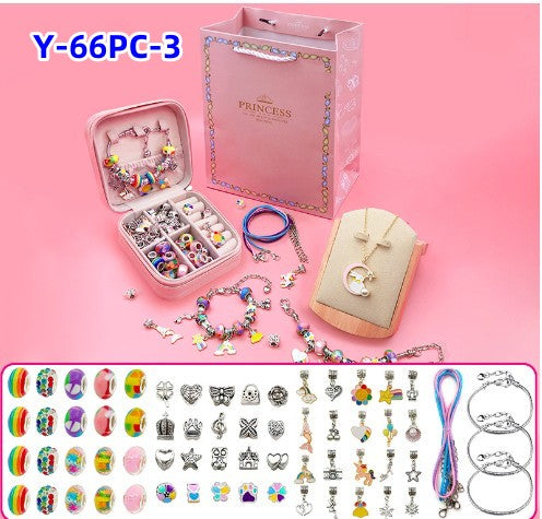 LaYaya Charm-Armband-Herstellungsset, 66-teiliges Schmuckherstellungszubehör, einschließlich europäischer Perlen, Charm-Anhänger, Schlangenketten, Einhorn-Geschenkset für Teenager-Mädchen, Kunsthandwerk für Kinder im Alter von 5 6 7 8 9 10–12 Jahren