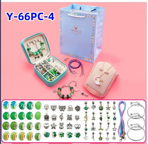 LaYaya Charm-Armband-Herstellungsset, 66-teiliges Schmuckherstellungszubehör, einschließlich europäischer Perlen, Charm-Anhänger, Schlangenketten, Einhorn-Geschenkset für Teenager-Mädchen, Kunsthandwerk für Kinder im Alter von 5 6 7 8 9 10–12 Jahren