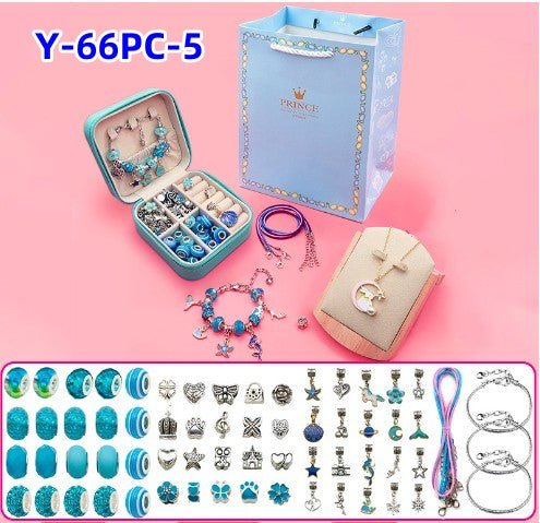 LaYaya Charm-Armband-Herstellungsset, 66-teiliges Schmuckherstellungszubehör, einschließlich europäischer Perlen, Charm-Anhänger, Schlangenketten, Einhorn-Geschenkset für Teenager-Mädchen, Kunsthandwerk für Kinder im Alter von 5 6 7 8 9 10–12 Jahren