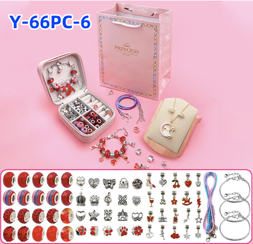LaYaya Charm-Armband-Herstellungsset, 66-teiliges Schmuckherstellungszubehör, einschließlich europäischer Perlen, Charm-Anhänger, Schlangenketten, Einhorn-Geschenkset für Teenager-Mädchen, Kunsthandwerk für Kinder im Alter von 5 6 7 8 9 10–12 Jahren