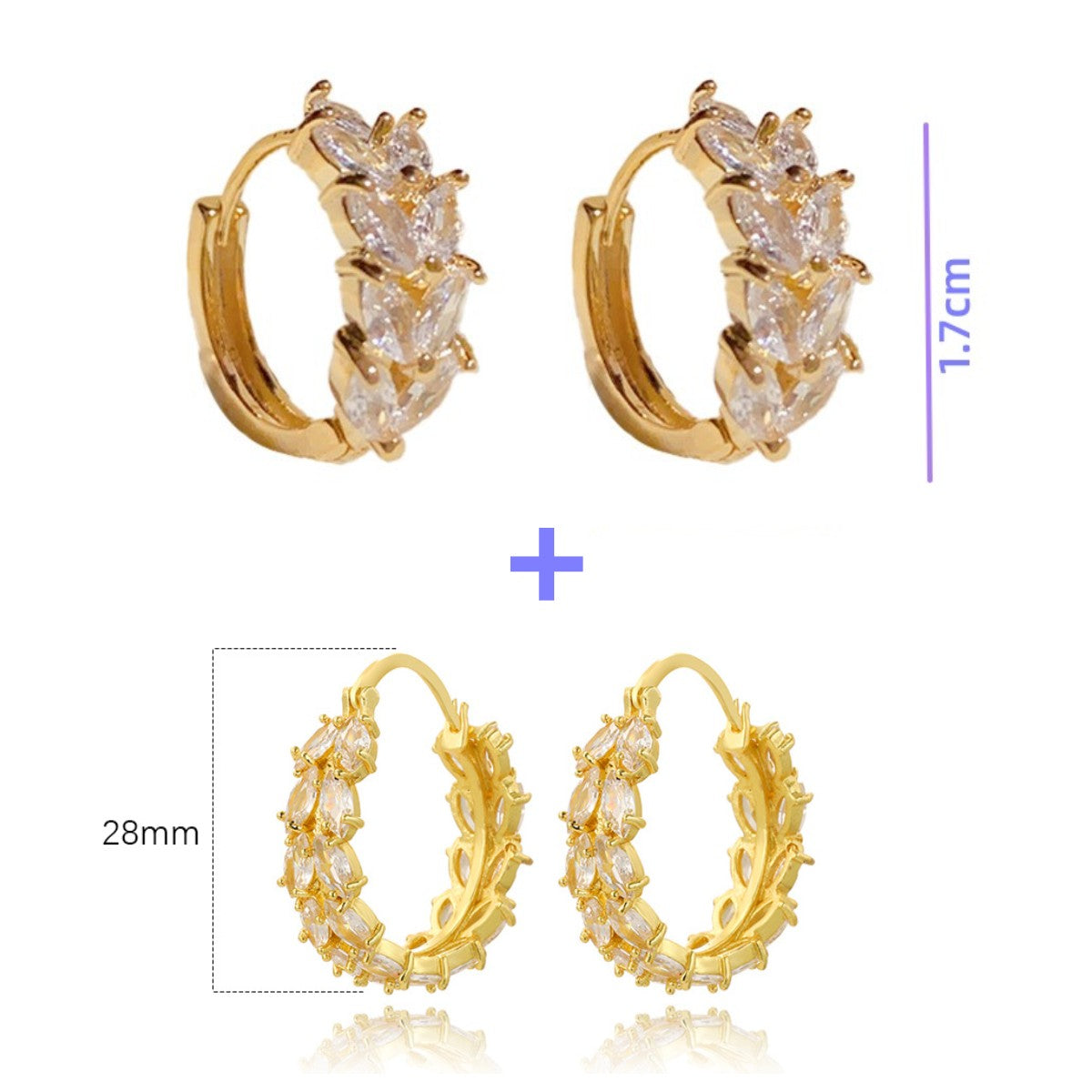925 silver Round small earrings inlaid with zircon for women girl lady gift