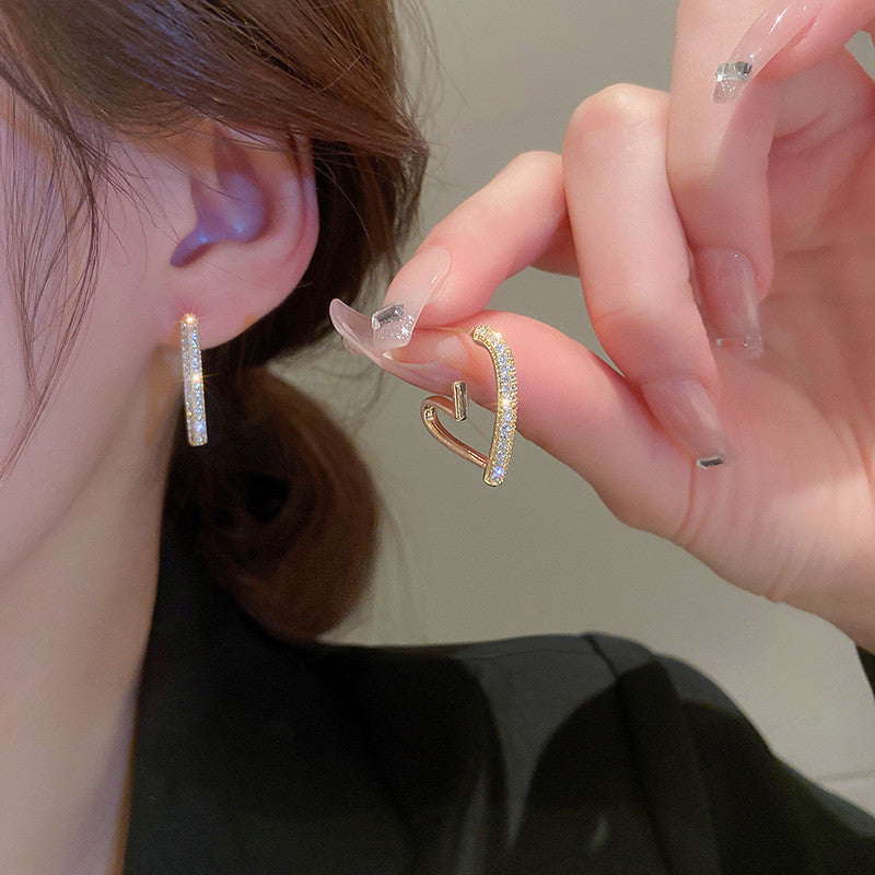 Ohrringe für Damen und Mädchen, 925er herzförmiger Kristall-Strass-Ohranhänger 