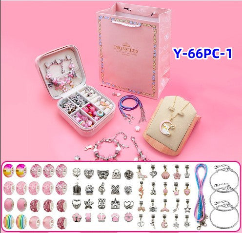 Goutoday DIY Bracelet Making Kit for Girls, 66Pcs Charm Bracelets Kit, Gift  for Age 6-18, 1 Pack